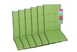 GO-DE Textil Bequeme und attraktive Polsterauflagen für Hochlehner-Gartenstühle (6er-Set, Uni grün, Hochlehner)