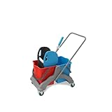 Hypafol Putzwagen Reinigungswagen | 2x25l Eimer mit Trennwand | Kunststoff Wischeimer mit Presse | für Gebäudereinigung, Hotelservice, Gastronomie, Großküche, Büroreinigung oder Arztpraxis