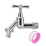 XCDMJ 1/2 Zoll Wasserhahn Garten Messing Kugelhahn Aussen Frostsicher Auslaufhahn mit 1 Schlauchanschlüsse Mit 1x Rollendichtband,Wasserhahn Aussen Für Garten ,Aus Messing Rost