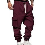 Generisch Cargo Jogginghose Jogginghose Herren Weites Bein Lounge Pants Sweatpants Trainingshose Lang Herren Sporthose Lang Freizeithose Baumwolle Thermo Laufhose Cargo Hose Rote Hose Bodybuilding