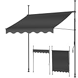 KESSER® Klemmmarkise mit Handkurbel Balkon Balkonmarkise ohne Bohren UV-beständig höhenverstellbar wasserabweisend Sonnenschutz Terrassenüberdachung einfache Montage 150 cm