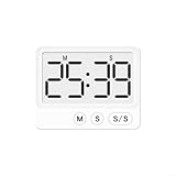 Küchen-Timer, tragbar, digital, mit LCD-Display, für Kochen, Sport, Hausaufgaben oder Fitnessstudio, 6,3 x 4,6 x 1 cm (weiß)