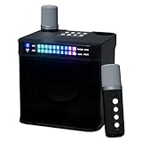 RUBEHOOW Karaoke-Maschine mit Zwei drahtlosen Mikrofonen, LED-Leuchten, wiederaufladbare Bluetooth-Verbindung, tragbares PA-Lautsprechersystem, geeignet für Home Entertainment und Outdoor-Aktivitäten