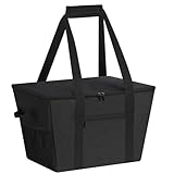 DSDCDJ Coolerbag – Kühltasche aus hochwertigem Polyestergewebe, Large Cool Bag with Hard Bottom, Portable Foldable Picnic Bag - Ideal for Picnics, Shopping and on the Go, Black 30L