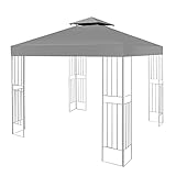 Ersatzdach Pavillon 3x3m Wasserdicht stabil Winterfest 160g/m² Grau,Doppeldach Gartenpavillon Pavillondach Faltpavillon Sturmfest Partyzelt Ersatzbezug,Top Abdeckung zweistufiges Baldachin