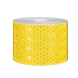 HOODANCOS Reflektierendes Warnband Selbstklebend 5cm X 10m Gelbes Sicherheitsband Witterungsbeständig für Straßen Parkplätze Industrie Sichtbarkeitsband für Fahrzeuge und Absperrungen