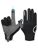 INBIKE Fahrradhandschuhe Winterandschuhe Outdoorhandschuhe MTB Mountainbike Handschuhe Laufhandschuhe Herren Winter Warm Winddicht Anti-Slip Touchscrennfähig rutschfest Damen SchwarzSchwarz,M