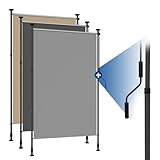 HOMEDEMO Senkrechtmarkise Außen, Vertikalmarkise ohne Bohren, Balkonrollo mit Handkurbel, Sichtschutz Sonnenschutz Windschutz, Balkon & Garten, 100 x (220-310) cm, Stoffbreite 85.5 cm, Hellgrau