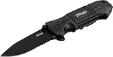 Walther Black Tac Knife Klappmesser mit Linerlock-Verriegelung, Spearpoint-Klinge aus 440C und intigrierter Glasbrecher am Griffende