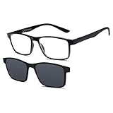 NEW VISION Lesebrille, Brille mit magnetischem Clip für Sonnenbrille, 100% UVA- und UVB-Schutz, NV8126 Clip-On-Lesebrille für Damen und Herren (nero, 2, x)