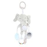 Thonlai Hängendes Rasselnspielzeug für Babybetten, Weiches Plüsch-Cartoon-Elefant-Beißspielzeug mit BB-Sound, für Kinderwagen oder Kinderbett