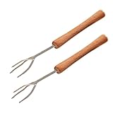 3 PAGEN® Pellkartoffelgabel mit Holzgriff für müheloses Schälen und Halten – perfekt als Halter für Kartoffeln oder Maiskolben - 2er Set – Edelstahl & Holz – Kartoffel-Pieker mit 3-Zack-Design