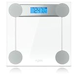 MyBeo - Personenwaage digital glas – max. 180 kg – große Anzeige - blaues LCD Display - kg und lb – DMS Sensoren – Körperwaage