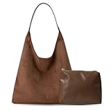 Electri-HQ Tote Bag mit kleiner Handtasche，Groß Handtasche für Damen Weiche Leder Shopper Tasche Damen Schultertasche Hobo Bag Shoulder Bag Uni Tasche Beuteltasche Tragetasche Umhängetasche (Kaffee)