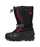 Sorel Flurry Boot Schneestiefel, Black, Bright Red, 39 EU