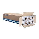 MC NOVA Plotterpapier ungestrichen 90g/m² | 914mm x 50m | 6 Rollen | Kern 2' | Hohweiße Plotterrolle + Ideal für CAD-Drucke, Pläne, Skizzen