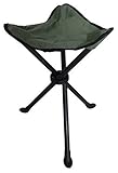 inet-trades Kleiner Dreibeinhocker mit Tragetsche in Farbe Oliv-grün - Camping-Stuhl faltbar stabil klein - Klapp-Hocker Falt-Hocker Angler-Hocker Sitz-Hocker Camping-Hocker