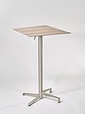 Destiny Stehtisch LOFT 80x80cm, Edelstahl, Tischplatte HPL, raucheiche