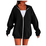 YCBMINGCAN Hoodie Damen Sweatjacke Sweat Dünne Zipper Y2k Kapuzenjacke Casual Pullover Oberteile Mantel Leicht taillierte Sportjacke Trainingsjacke Jacke mit Kapuze