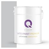 Q-COVER Latexfarbe Abwaschbar 10L (ca.70m2) Hellgrau Farbton Innenfarbe Wandfarbe Deckenfarbe Klasse 2 Mattfarbe Für Allergiker Scheuerfest Geruchlos Frei Von Voc