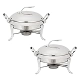 3-Liter-Chafing-Dish-Set, runder Buffet-Servierwagen aus Edelstahl in voller Größe mit Pfannen, Deckel und Brennstoffbehältern, für Catering-Partys, Hochzeitsessen, Speisenwärmer (2er-/3er-/4er-/6er