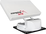 Camping First Satmex Flat 2 – Vollautomatische Camping-Antenne (Satelliten-Antenne, für 2 TVs/Receiver, für Caravan und Wohnmobil, Skew-Funktion) – Weiß
