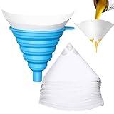 100 Stück Lackfilter,Lacksieb,Resin Filter,Farbsieb,Lacksiebe Mit 1 Stück Silikon Filter,Geeignet Für Autolackierung, Kunstlackierung, Speiseölfilter Mit Konischem Silikon-Trichterfilter