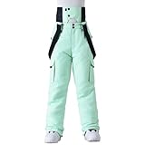 Damen Skihose Schneehose Wasserdicht Warm Gefüttert Abnehmbaren Softshellhose Hosenträgerhose mit Verstellbarer Latzhose Outdoorhose Winddicht Snowboardhose Winter Thermohose Snowboardhose Wanderhose