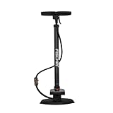 FISCHER Stand-Luftpumpe mit Manometer, hohe Pumpleistung bis 11 bar, für alle Ventile (AV, DV, SV), Doppelkopf, mit Adaptern für Ball und Luftmatratze, Scharz-Silber