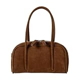 Oxxggkao Stilvolle, koreanisch inspirierte Handtasche, leichte Umhängetaschen, praktische Wildleder Umhängetasche für den Alltag, unverzichtbare Wildleder Bowling Tasche, Umhängetasche