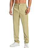 LVCBL Freizeithose Herren Regular Fit Stretch Softshellhose mit Elastische Taille Khaki XL