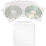 100 Stück CD/DVD/Bluray Schutzhüllen, PP, Transparent Hüllen, Sleeves mit Lasche, Leerhülle, Für Aufbewahrung von CDs DVDs BD Rohlinge, Plastik Tasche mit Klappe, Folien Hülle, Single CD-Sleeve Box