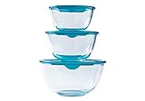 Pyrex® Prep & Store Glasschüsseln mit Deckel, robust, 0,5 l, 1 l, 2 l, BPA-frei, 3 Stück