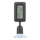 Reptilien Thermometer,Wasserdicht Hochempfindliches Digitales Hygrometer Drehbares Aquarium Temperaturmessgeräte mit Saugnapf für Reptilienaquarien