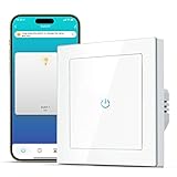 SMARTERCURRY Smart WLAN Lichtschalter 1 Fach 1 Weg Alexa Lichtschalter, gehärtetes Glas Touch Lichtschalter, Timing-Funktion, Weiß, Neutralleiter Erforderlich, 1 Stücke