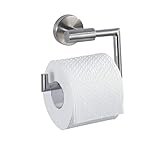 WENKO Toilettenpapierhalter mit Wandmontage ohne Deckel, Toilettenpapier- WC-Rollenhalter aus Edelstahl matt rostfrei, Mod. Bosio