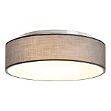 Zedelmaier Deckenlampe Stoff Rund E27x1 max.40W Deckenleuchte mit Stoff-Lampenschirm Wohnzimmer Schlafzimmer Kinderzimmer Flur Lampe Decke (Grau,Ø30x12,5cm)