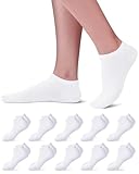 Niorasen Sneaker Socken Herren Damen, 10 Paar Baumwolle Kurze Sneakersocken Halbsocken, Weiß 35-38