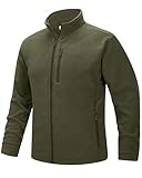 33,000ft Herren Fleecejacke Stehkragen Warm Jacke Männer Leichte Strickjacke Übergangsjacke Outdoor Sweatjacke für Wandern Laufen Freizeit Olivgrün XL
