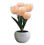 CHUNXVLI Tischlampe Für Schreibtisch Blume Tisch Lampe Tulpe Schreibtisch LED Nachtlicht for Home Wohnzimmer Decor Leselampe Bürolampe(Pink)