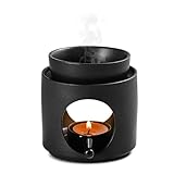 Keramische duftlampe teelicht räucherstövchen für ätherische Öle mit Teelichthalter, Duftwachs diffusor,Aromalampe,duftöl Lampe,H 11cm * B 10cm Abnehmbare Schale (Matt Schwarz)