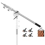 Soonpho Metal Heavy Galgen für C Stand Silber Auslegearm 3.6ft bis 8.2ft Galgenstativ,C Stand Arm mit Sandsack und Klemme für Studio Monolight Softbox Reflektor