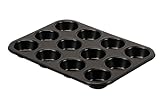 FORMEGOLOSE, Form 12 Muffins 27x35 cm, Stahl Mit Doppelter Antihaftbeschichtung, Farbe Schwarz