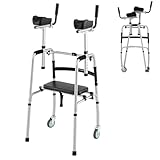 Rollatoren 4 Räder mit Sitz, zusammenklappbar, leicht, Mobilitätsgehhilfe für ältere Menschen mit Platz und Rädern, Rollator, höhenverstellbarer Gehrahmen mit Armlehne