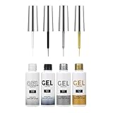 OKAQEE 4 Farben Liner Gel Nagellack, Nail Art Gel Liner Polish - Gold Silber Schwarz Weiß Nägel UV Gel Nagellack Shellac Set