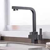 3-Wege-Wasserhahn Schwarz Osmose 3-Wege-Filter Wasserhahn Küche Küchenarmatur 3 in 1 Wasserhahn Küchenarmatur Spültischarmatur für Osmoseanlagen A Dual Mode,A