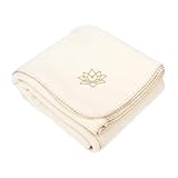 Bodhi Yogadecke ASANA Blanket | Weiche & Warme Kuscheldecke | Meditationsdecke für Shavasana | Tagesdecke aus Fleece mit Lotus-Stickerei | Sofa- & Überwurfdecke | 150 x 200 cm (Natur)