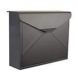 Perel Briefkasten Verona, Wandmontage oder freistehend, inkl. 2 Schlüssel, Abmessungen (H x B x T) 38 x 29 x 11.5 cm, in matten Schwarz