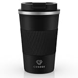 CS COSDDI Thermobecher- Isolierbecher, Edelstahl Travel Mug, 13oz/380ml Vakuum auslaufsicher Reisebecher mit Deckel, Autobecher, doppelwandig isoliert für Wasser und Tee, Kaffee-to-go Becher