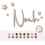 Individueller 3D Schriftzug aus Holz mit Kleberückseite für Kinderzimmer, Wohnzimmer, Büro, Küche, Flur - personalisierbar - Türschild mit Namen - Wanddeko (natur)